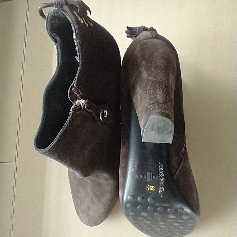 THE ORIGINAL CAR SHOE By PRADA Brown Suede Size 39.5‎ EU 9 US Ankle Boots Italy - Picture 3 of 8